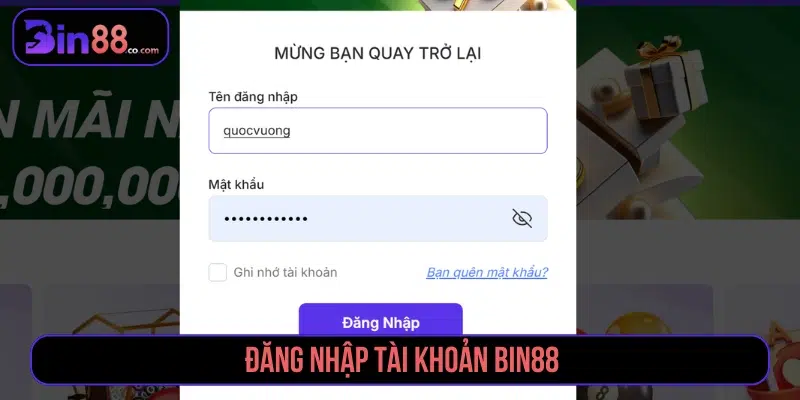 Đăng nhập trước khi yêu cầu rút tiền BIN88